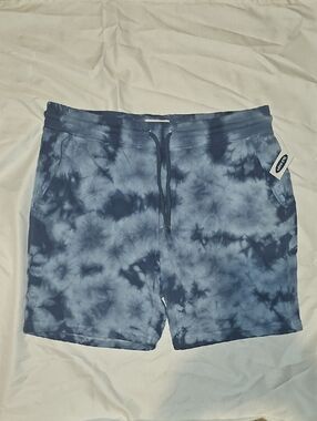 Old Navy Blue Tie-Dyed Gender-Neutral Jogger Sweat Shorts Adult Large Flawed